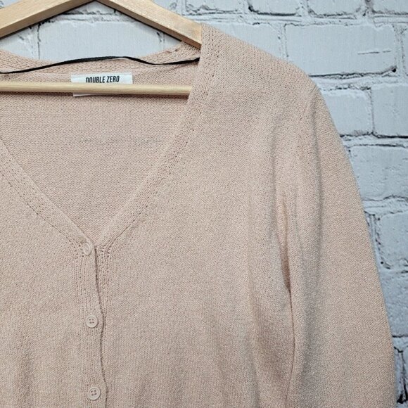 Double Zero Ballerina Pink Cropped Cardigan Sweater Size L - Picture 4 of 12